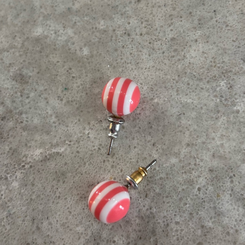 Pink and White Striped Earrings